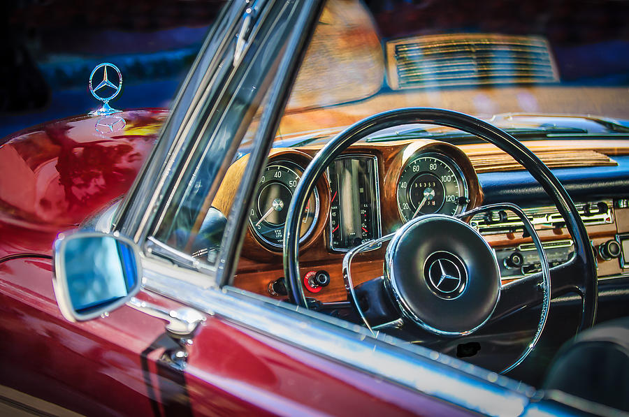 Car Photograph - Mercedes-Benz 250 SE Steering Wheel Emblem #3 by Jill Reger