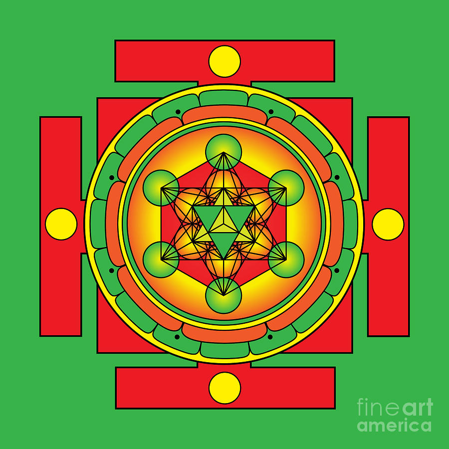 Metatrons Cube Merkaba Mandala 5 Digital Art By Galactic Mantra