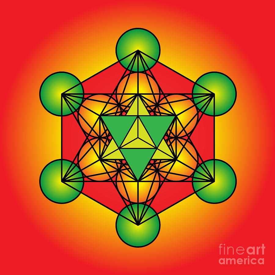 Metatron's Cube with Merkaba Digital Art by Galactic Mantra Fine Art