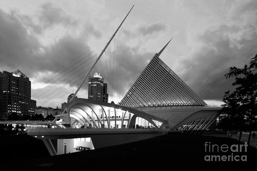 Black And White Photograph - Milwaukee Art Museum #3 by Bill Cobb