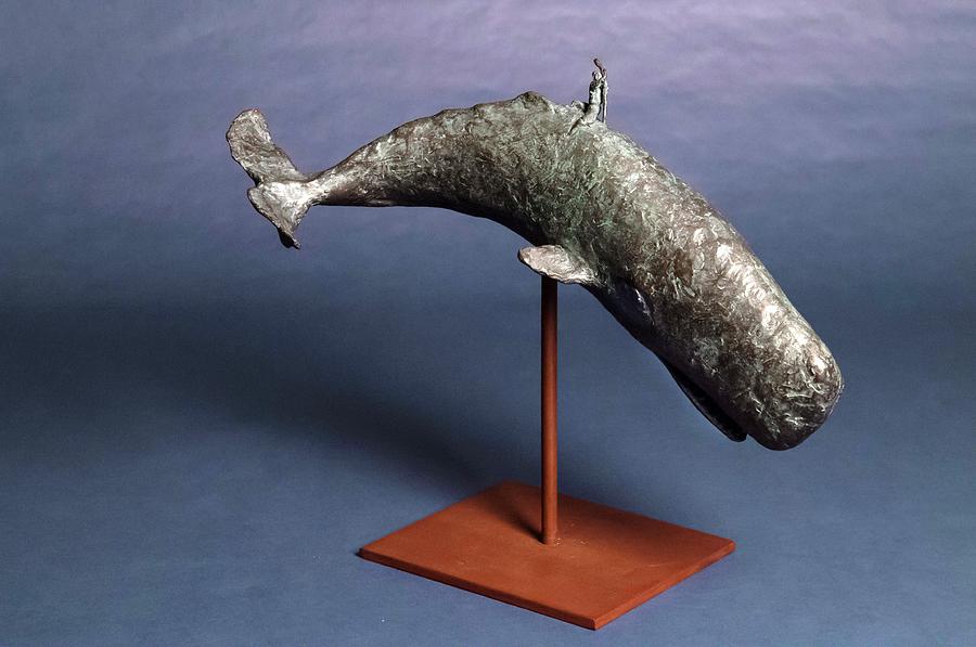 Whale Sculpture - Moby Dick and captain Ahab #3 by Morla Morlaesculturas