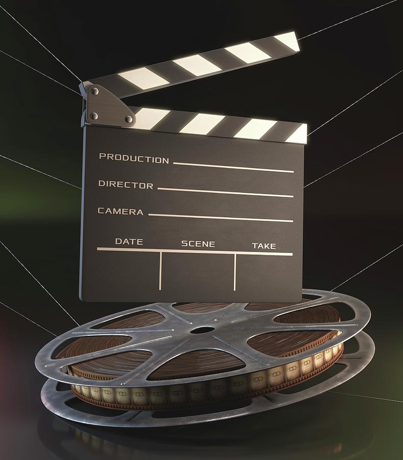 Super 8 Photograph - Movie Reel And Clapperboard #3 by Ktsdesign
