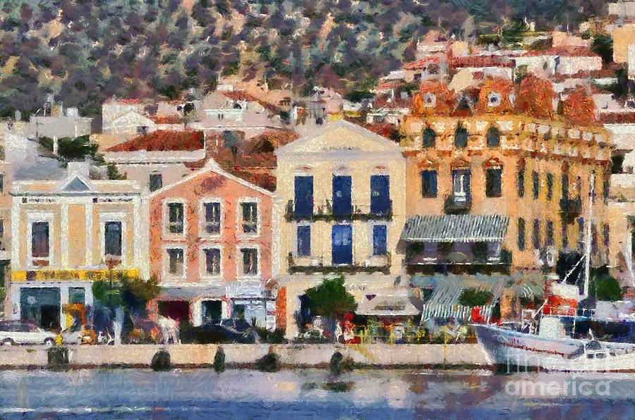 Mytilini port #8 Painting by George Atsametakis