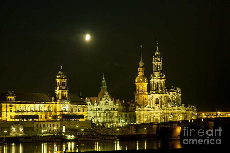 New historical city of Dresden at night #3 Photograph by Gina Koch