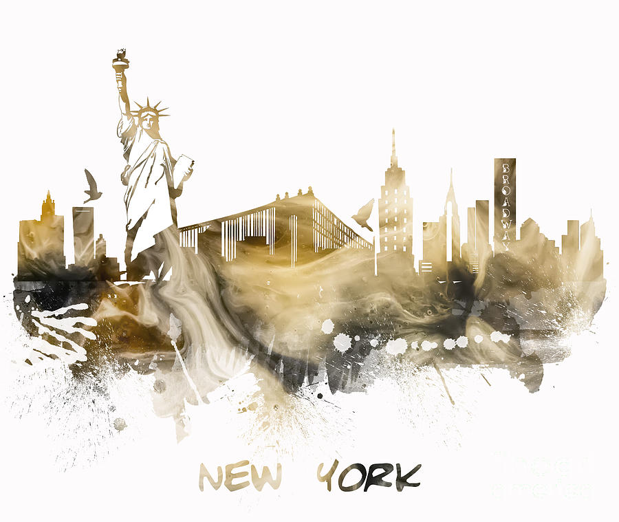 New York City Skyline #4 Digital Art by Justyna Jaszke JBJart