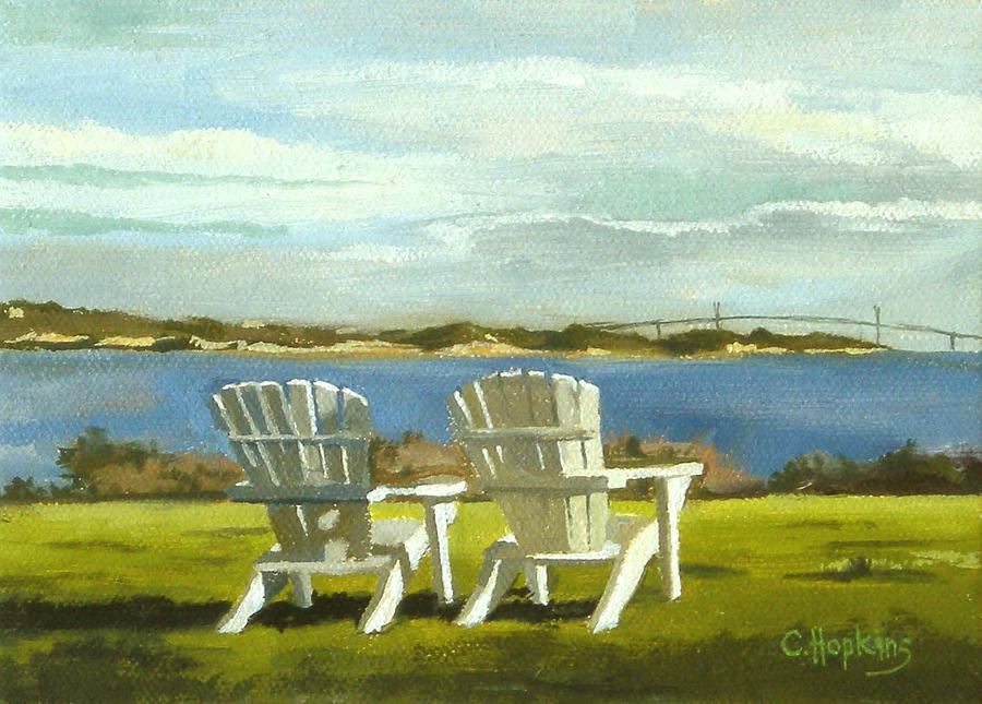 Landscape Painting - Newport Bridge Newport Rhode Island #5 by Christine Hopkins