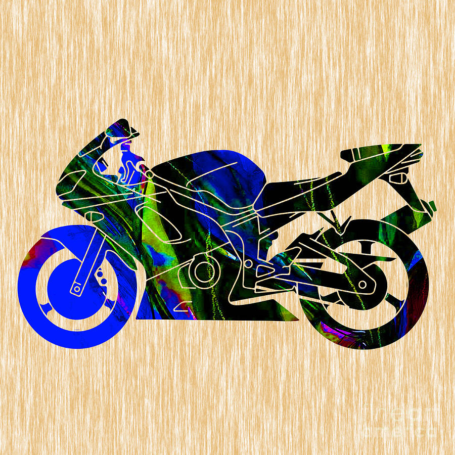 Ninja Motorcycle Art #3 Mixed Media by Marvin Blaine