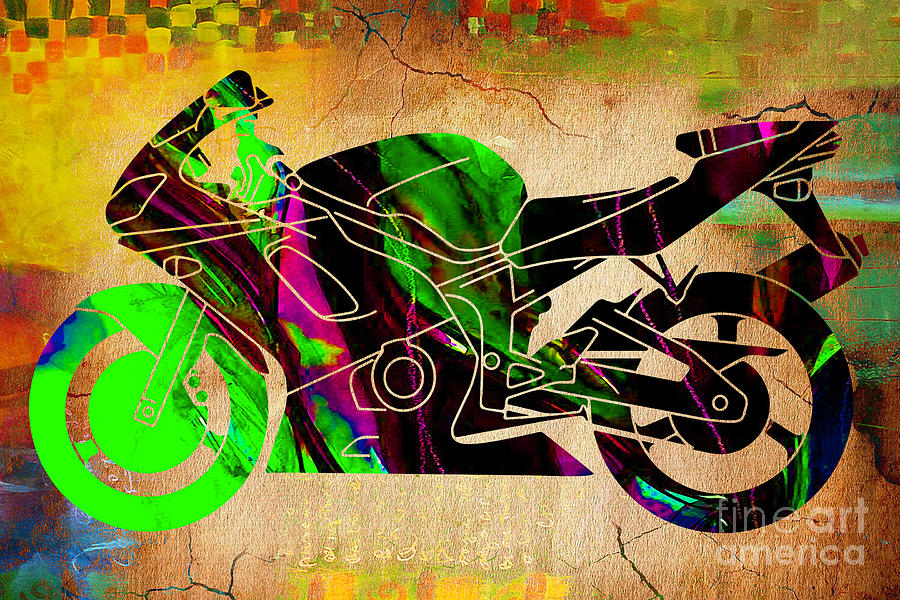 Ninja Mixed Media - Ninja Motorcycle #3 by Marvin Blaine
