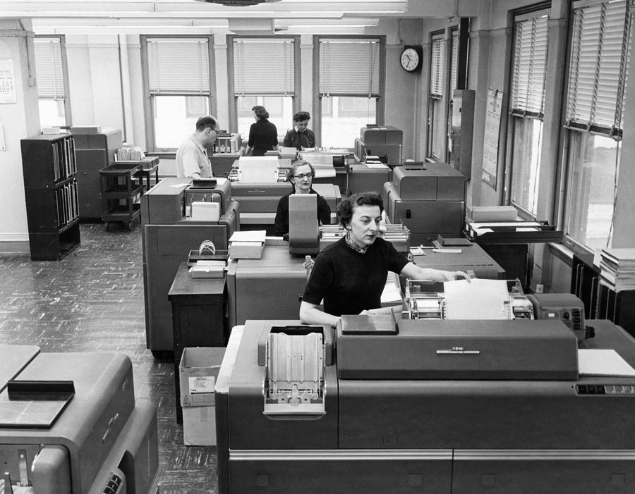 Office Workers Entering Data #3 Photograph by Underwood Archives