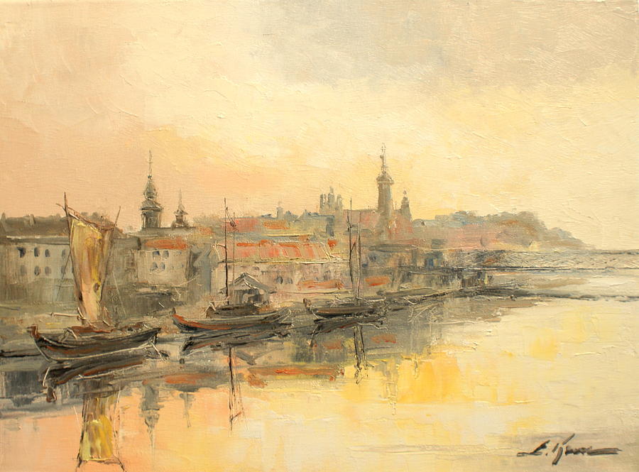 Old Warsaw - Wisla river #3 Painting by Luke Karcz