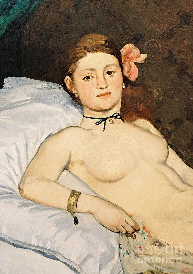 Detail from Olympia, 1863 by Manet Painting by Edouard Manet