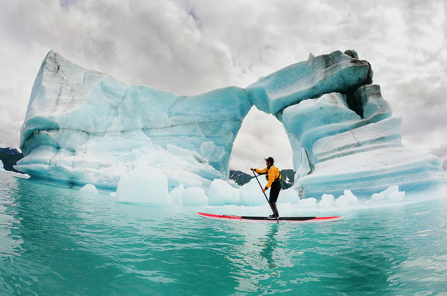 Kenai Fjords National Park Photograph - One Man On Stand Up Paddle Board Sup #3 by Turner Forte