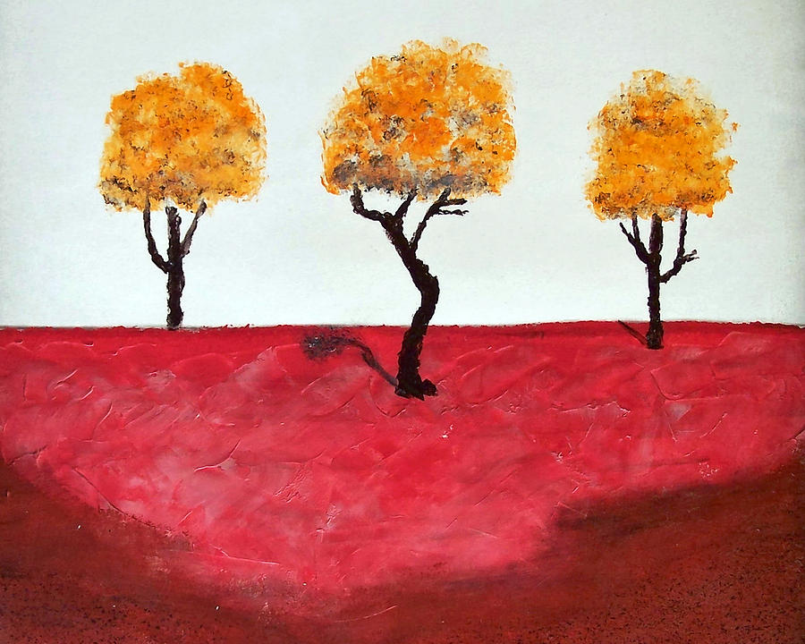 Abstract Landscape Painting - 3 Orange Trees by Dan Engh