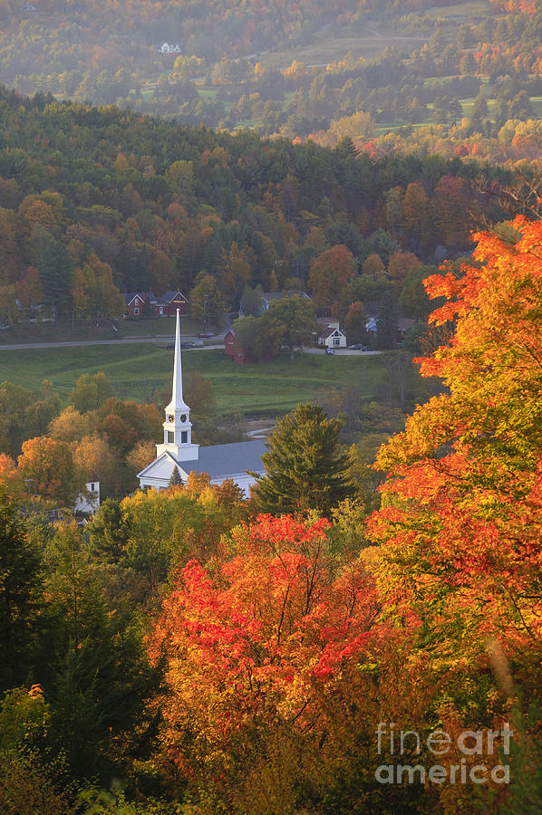 Overlooking Stowe Community Church in the autumn. #3 Photograph by Don Landwehrle
