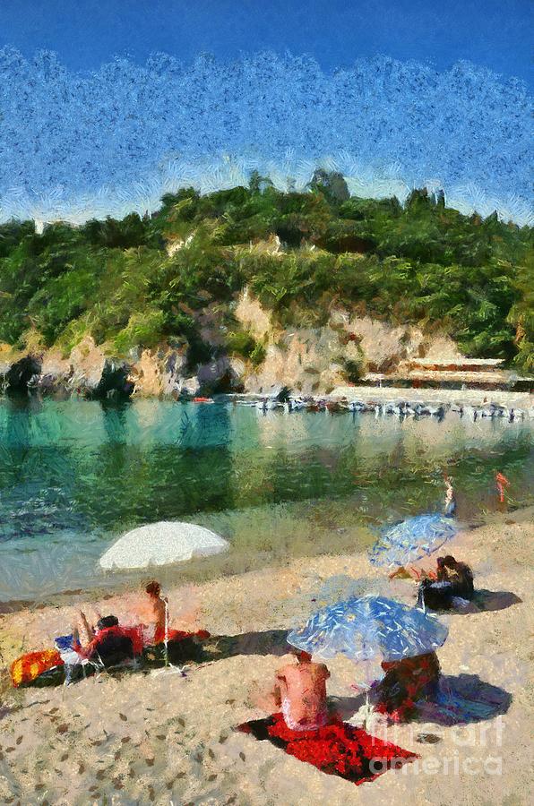 Paleokastritsa beach #5 Painting by George Atsametakis