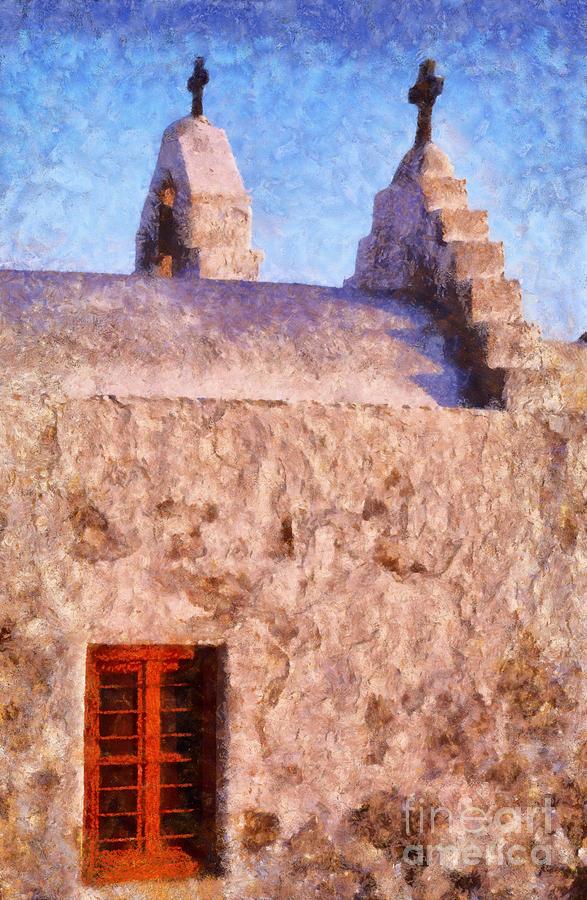 Panagia Paraportiani church in Mykonos island #5 Painting by George Atsametakis