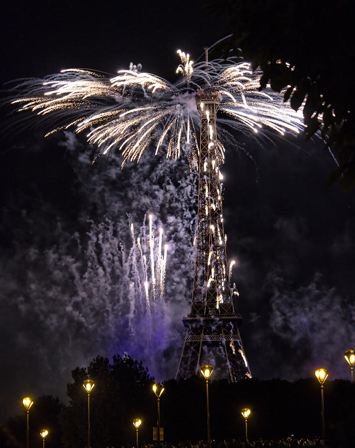 PARIS - JULY Famous fireworks near Eiffel Tower during celeb Photograph by Radoslav Nedelchev