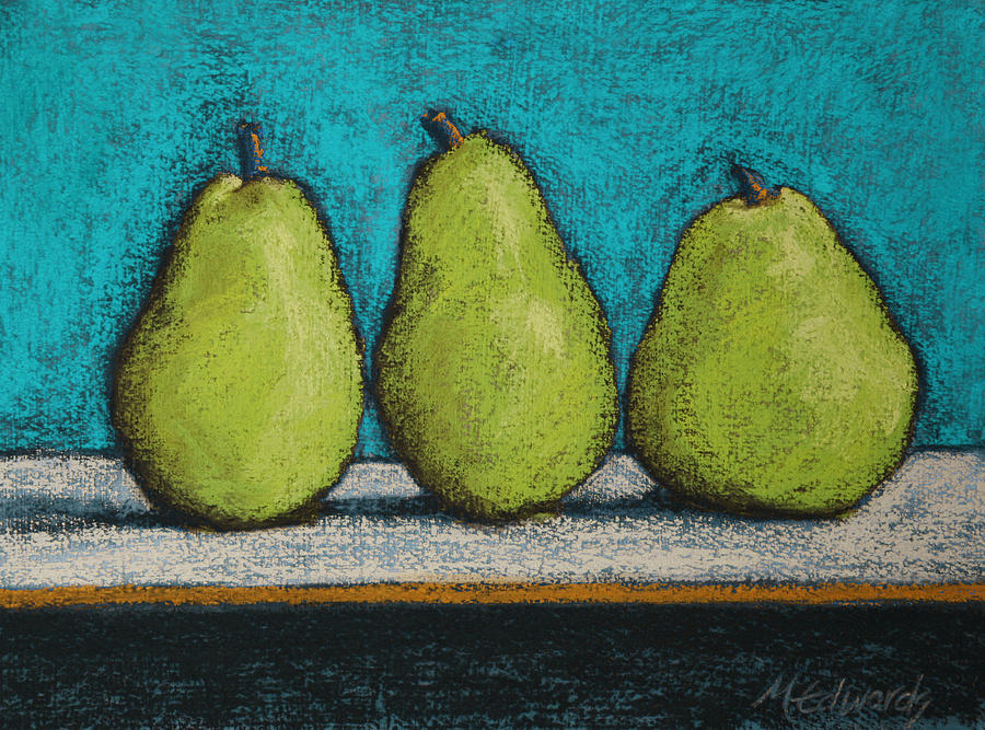 3 Pears Blue No 1 Pastel by Marna Edwards Flavell