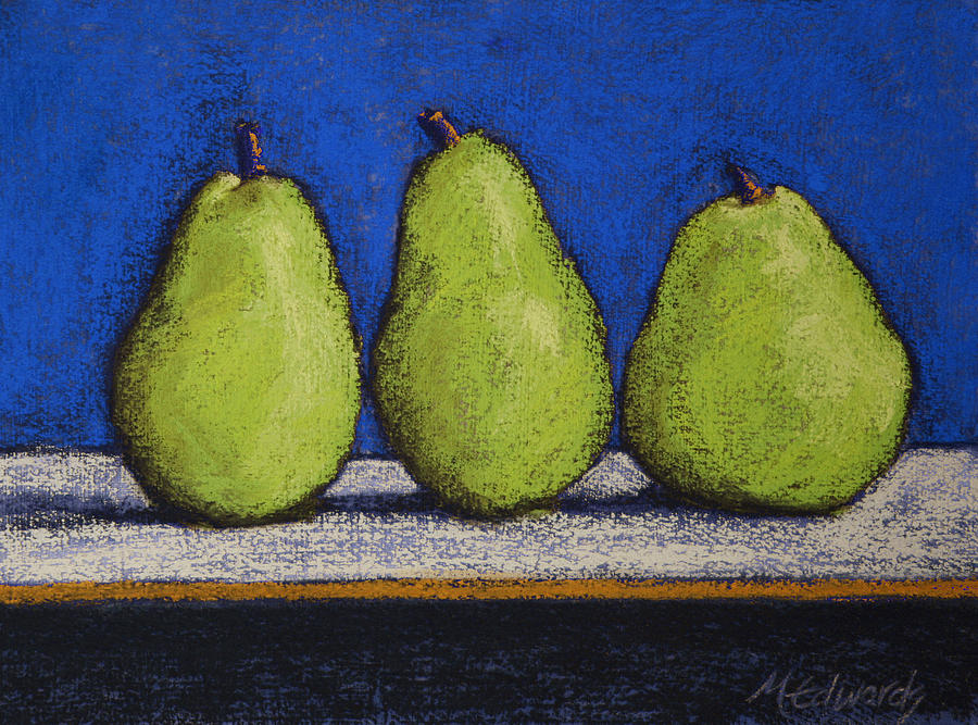 3 Pears Blue No 2 Pastel by Marna Edwards Flavell
