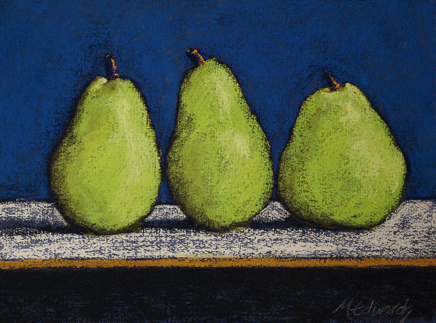 3 Pears Blue No 3 Pastel by Marna Edwards Flavell