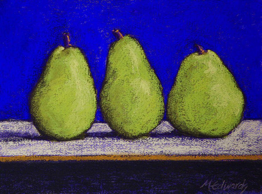 3 Pears Blue No 4 Pastel by Marna Edwards Flavell