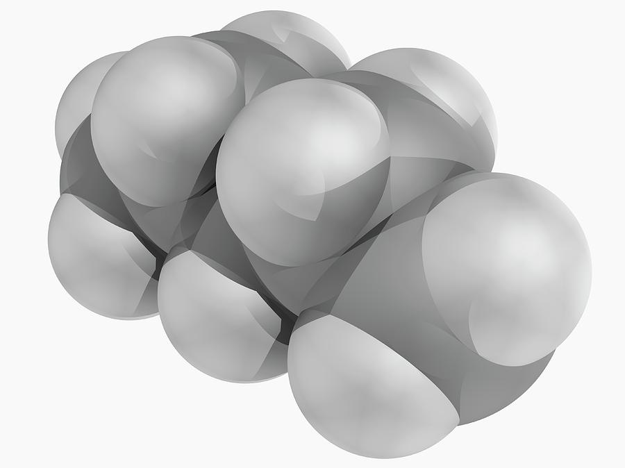 Illustration Photograph - Pentane Molecule #3 by Laguna Design/science Photo Library