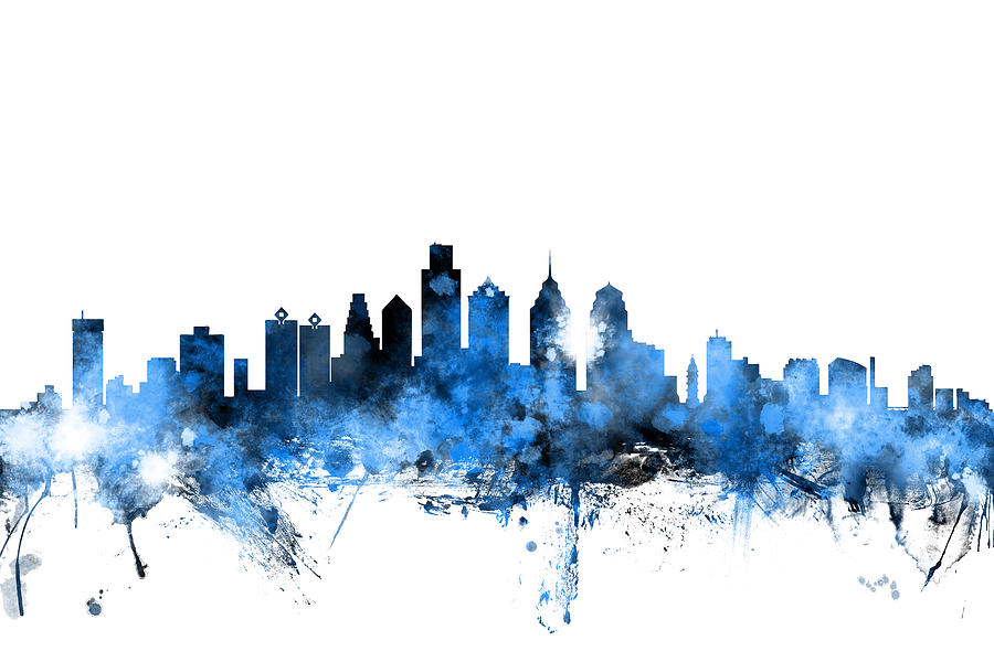 Philadelphia Pennsylvania Skyline #3 Digital Art by Michael Tompsett