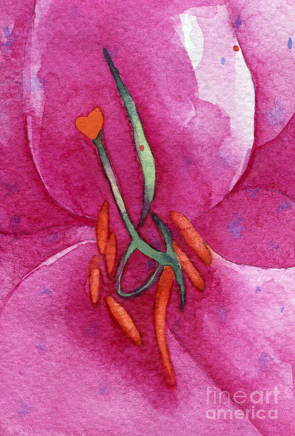Pink lily #3 Painting by Ingela Christina Rahm