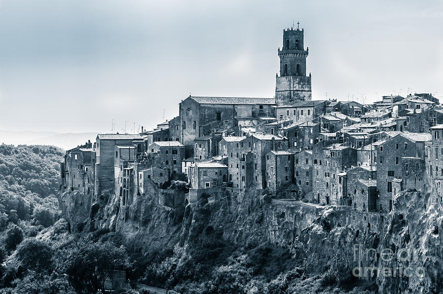 Pitigliano  stands on an abrupt tuff butte high above the Olpeta #3 Photograph by Peter Noyce