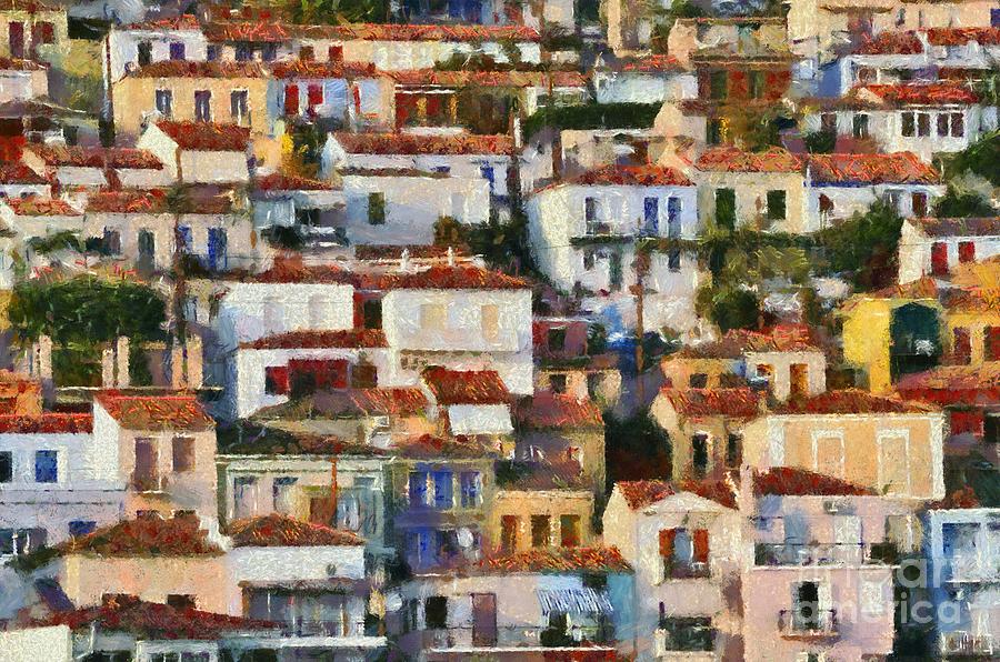 Plomari town #7 Painting by George Atsametakis