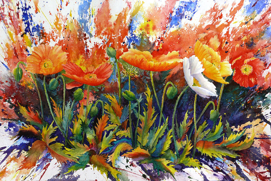 Nature Painting - Poppy Blast #3 by Karen Mattson