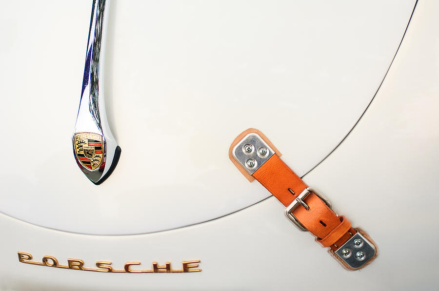 Car Photograph - Porsche 1600 Hood Emblem #3 by Jill Reger