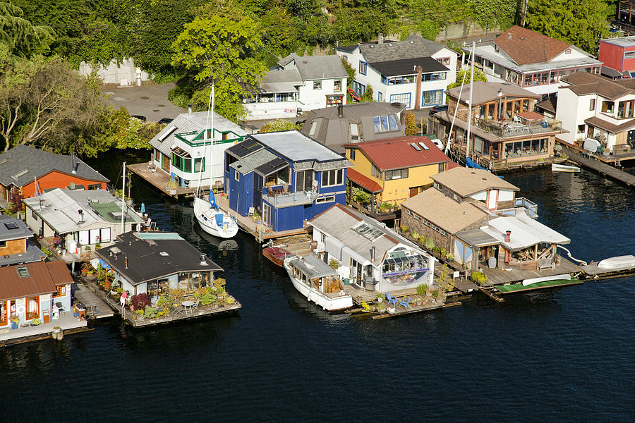 Seattle Photograph - Portage Bay And Houseboats, Seattle #3 by Andrew Buchanan/SLP