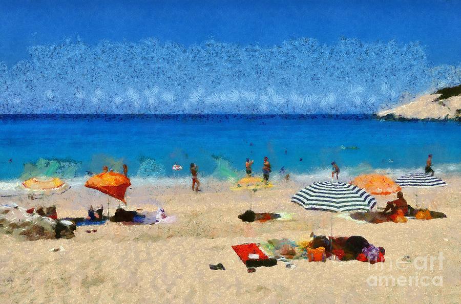 Porto Katsiki beach in Lefkada island #7 Painting by George Atsametakis
