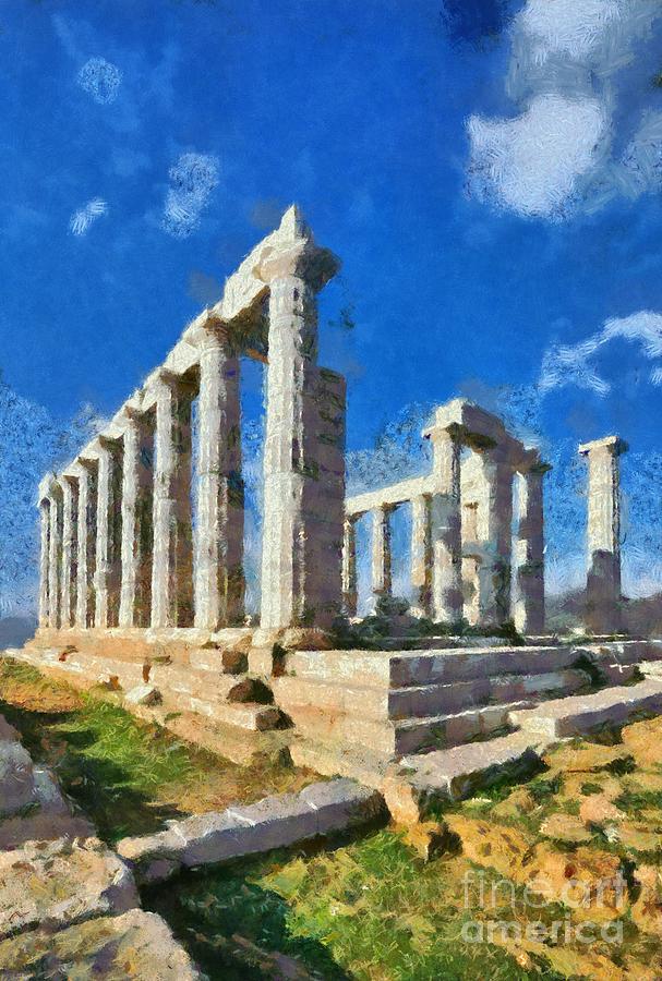 Poseidon temple #6 Painting by George Atsametakis