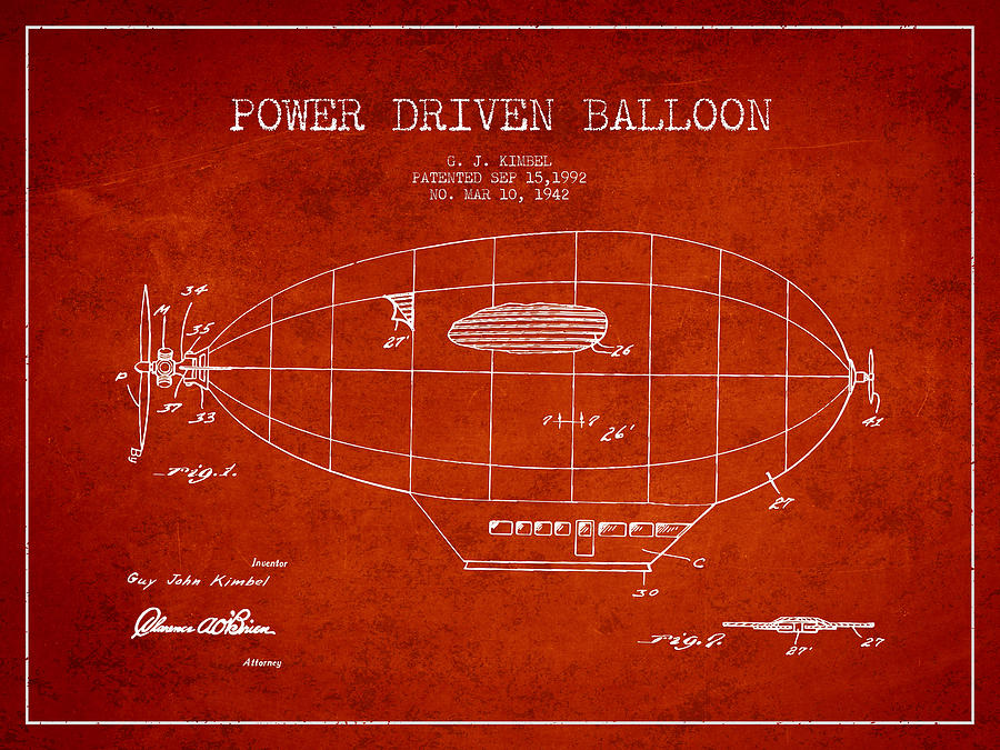 Vintage Digital Art - Power Driven Balloon Patent #3 by Aged Pixel