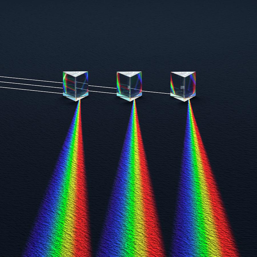 3 Prisms With Refracted Sprectra Photograph by David Parker