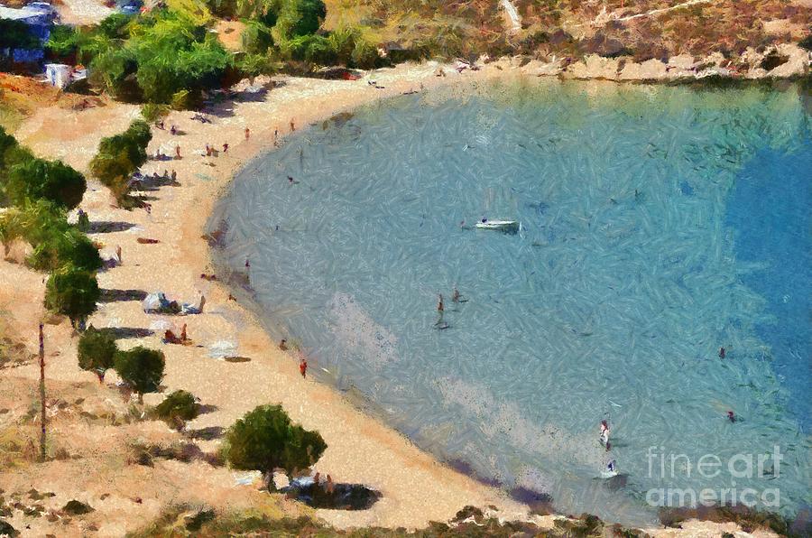 Psili Ammos beach in Serifos island #1 Painting by George Atsametakis