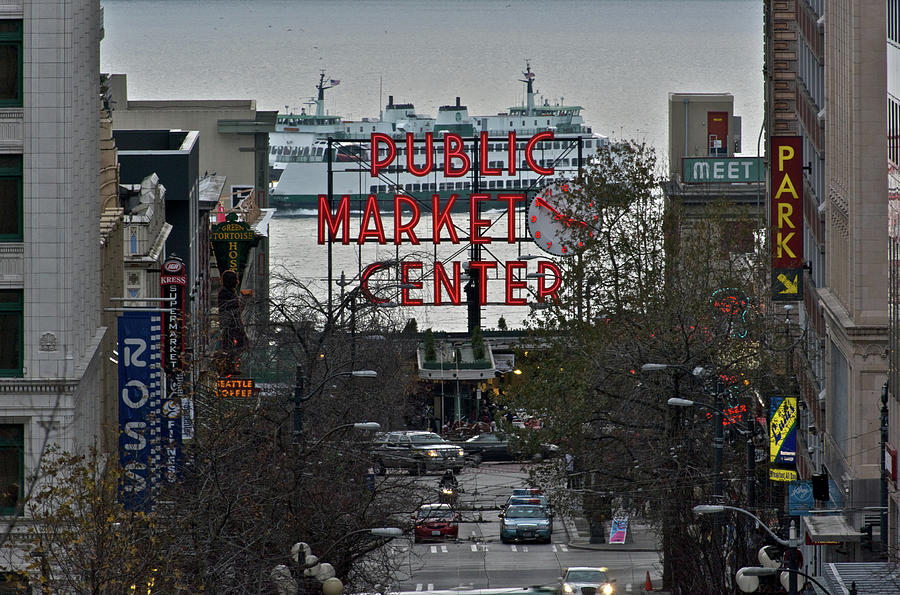 Puget Sound Ferry Photograph - Public Market Center in Seattle #3 by Hisao Mogi