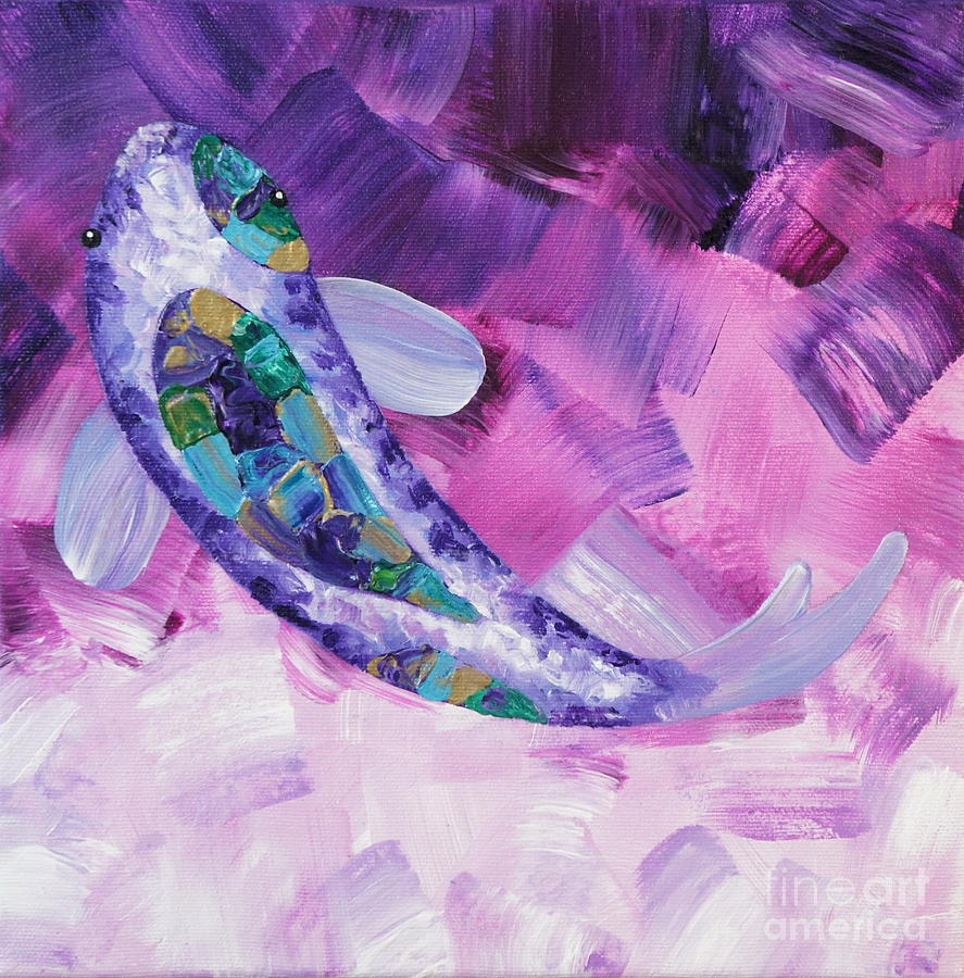 Purple Koi Painting by Shiela Gosselin