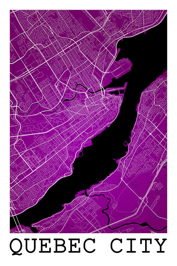 Quebec City Street Map - Quebec City Canada Road Map Art on Colo ...