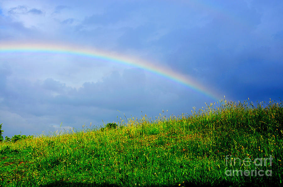 Summer Storm Photograph - Rainbow over Pasture Field #3 by Thomas R Fletcher