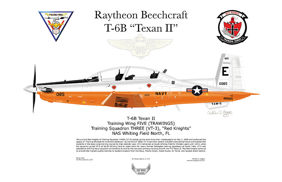Raytheon Beechcraft T-6B Texan II #1 Digital Art by Arthur Eggers