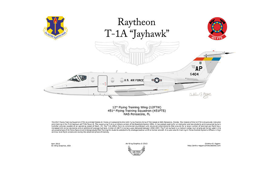 Raytheon T-1A Jayhawk #2 Digital Art by Arthur Eggers