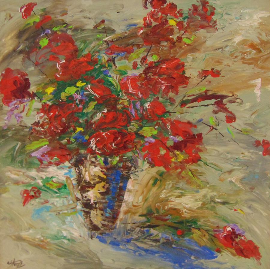 Red Roses Painting by Frederic Payet