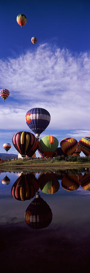 Reflection Of Hot Air Balloons #3 Photograph by Panoramic Images