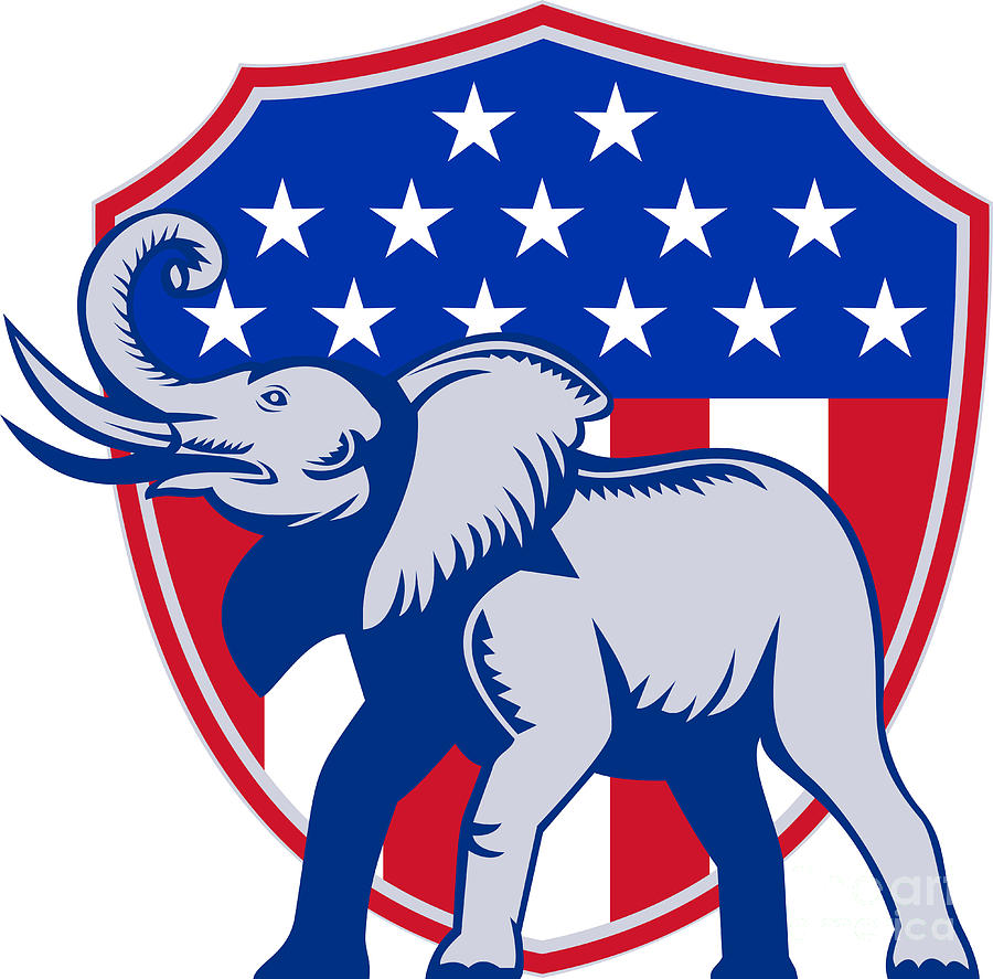Elephant Digital Art - Republican Elephant Mascot USA Flag #3 by Aloysius Patrimonio