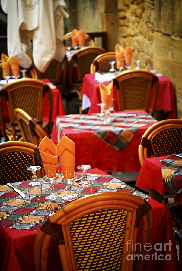Wine Photograph - Restaurant patio in France 3 by Elena Elisseeva