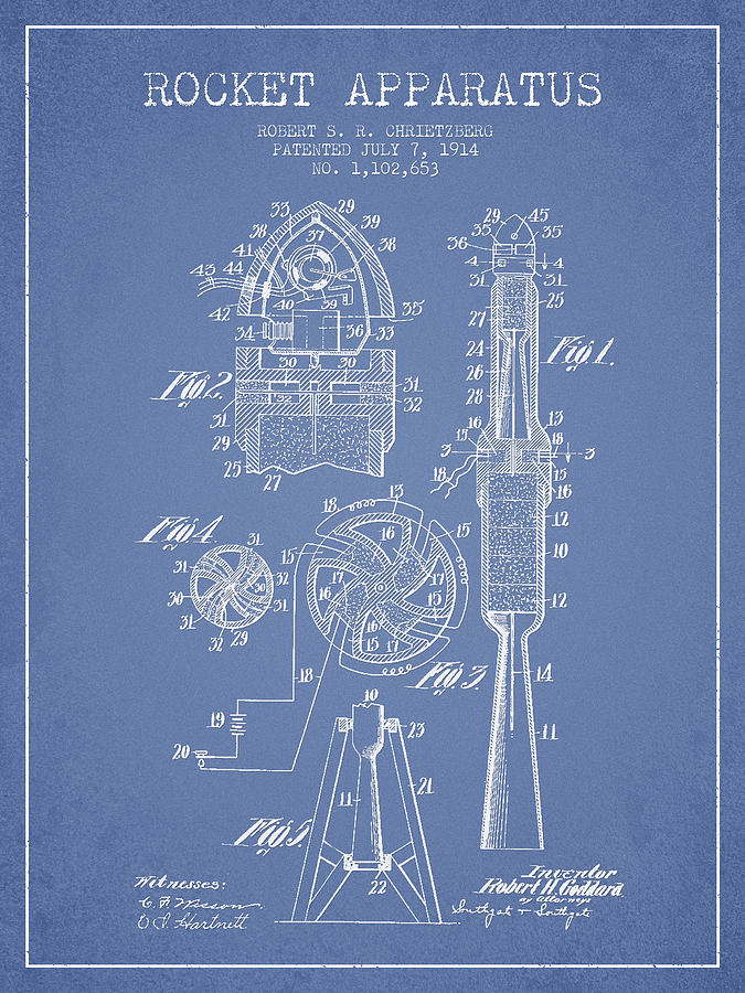 Vintage Digital Art - Rocket Apparatus Patent from 1914 #3 by Aged Pixel
