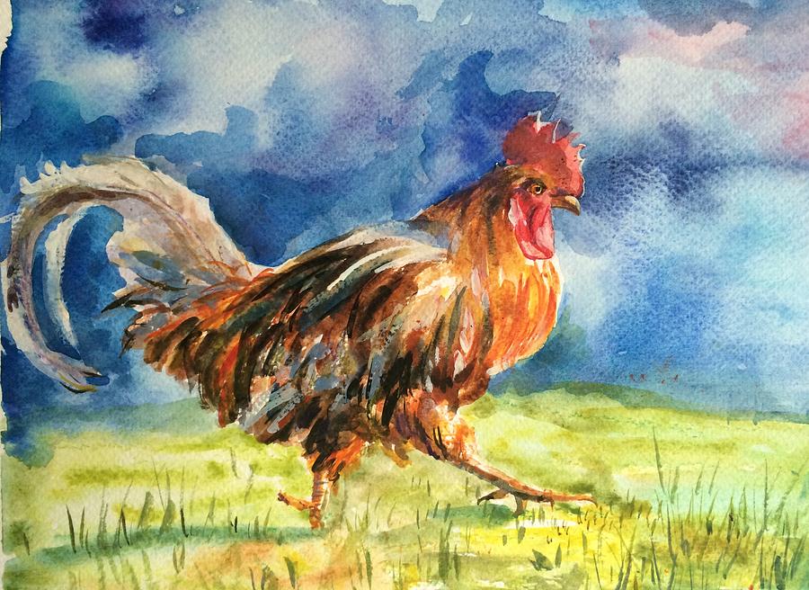 Rooster #5 Painting by Jieming Wang